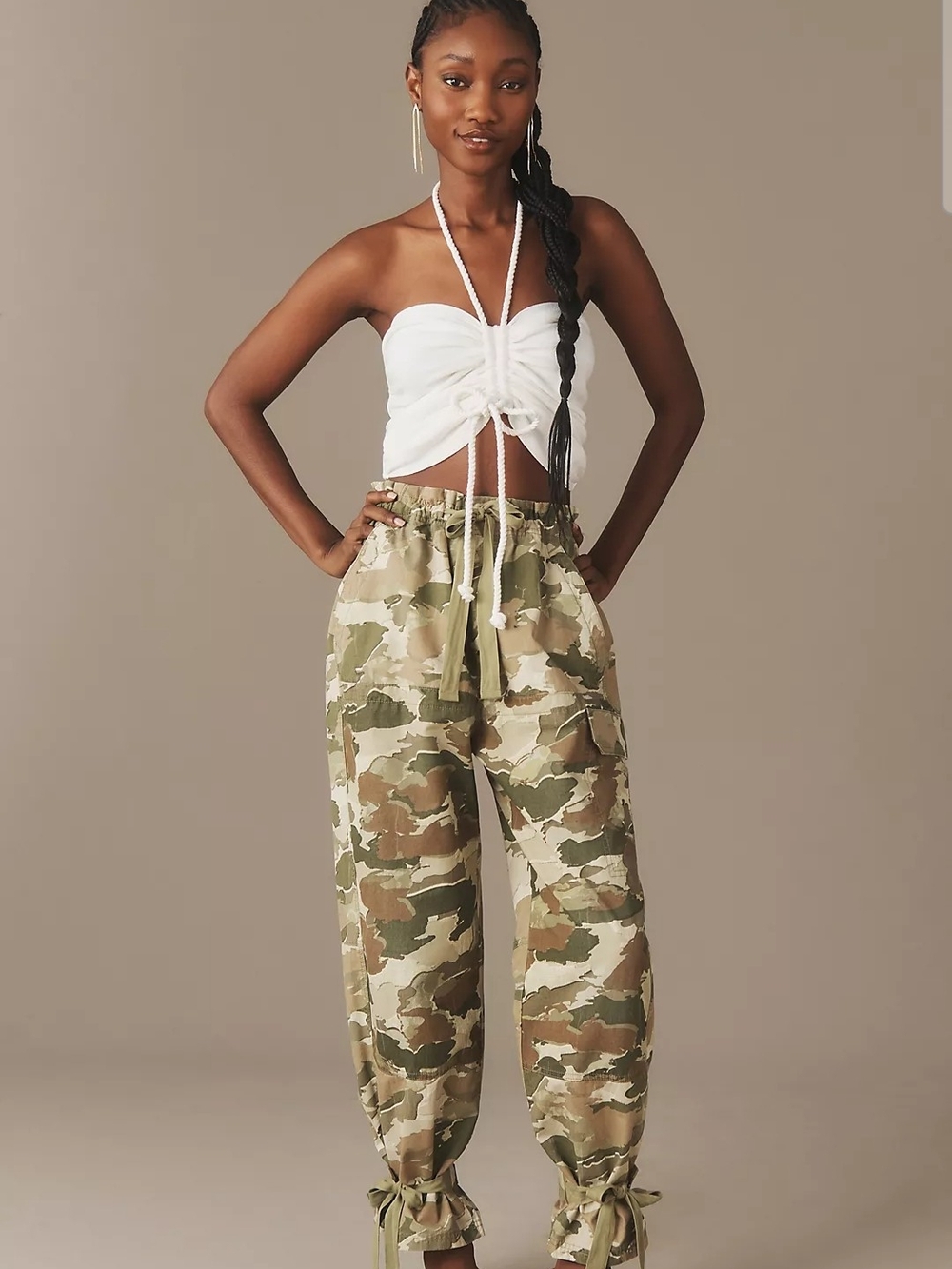 NWT Anthropologie Pilcro Camo Paperbag Parachute Cargo Pants XXS
